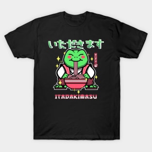 Kawaii Frog Eating Ramen T-Shirt